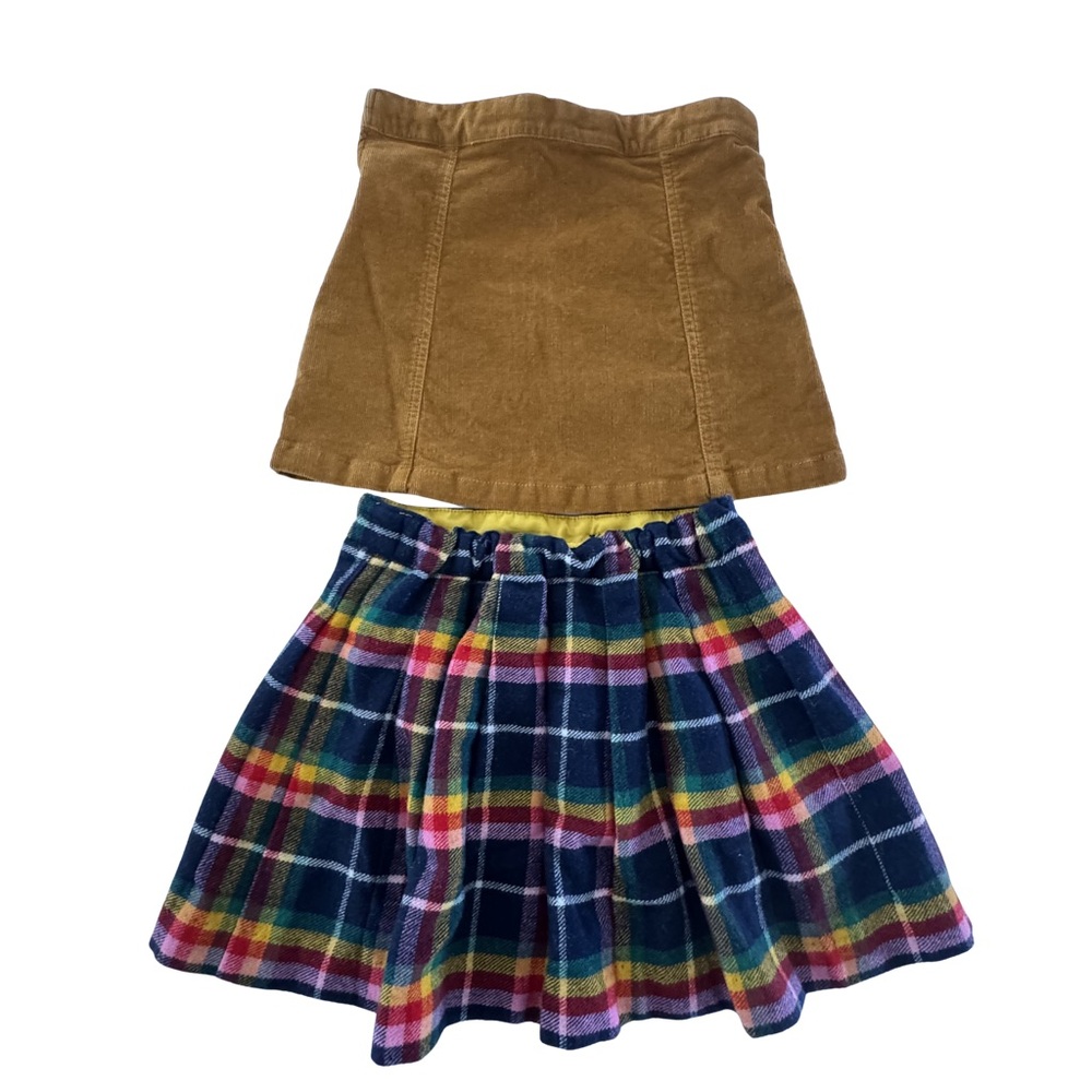Girls 2 Pc Skirt Bundle Crewcuts Corduroy Skirt Mini Boden Plaid Wool Blend 7 8 - Picture 2 of 8